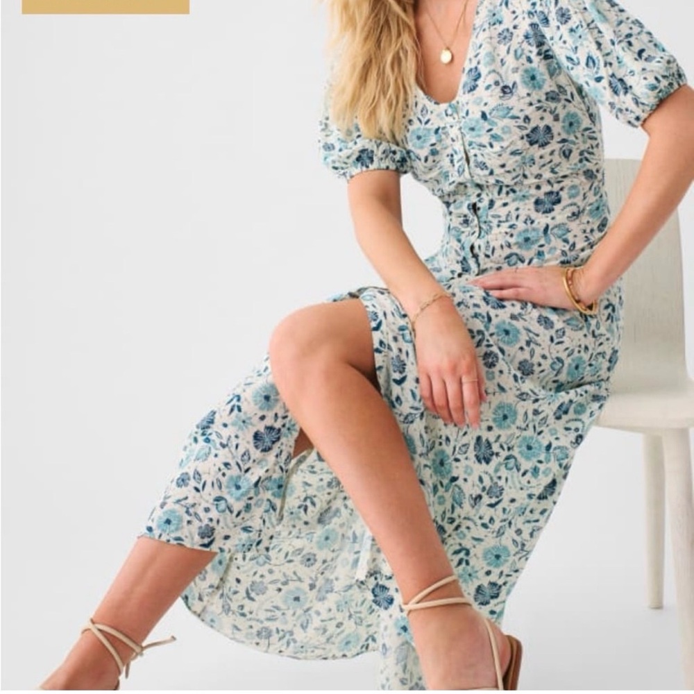 Faherty Sorrento Dress Floral Size Large - Picture 3 of 13